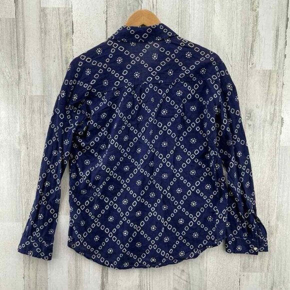 ABOUND Button Front Shirt Womens Medium Blue White Geometric Print Cotton - Picture 4 of 8